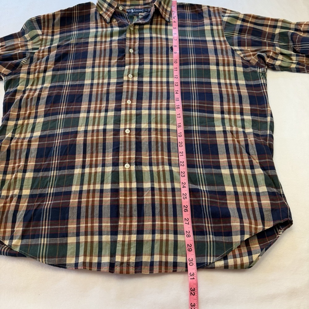 Ralph Lauren Plaid Long Sleeve Mens‎ L Lightweight Cotton Blue Green Preppy - Picture 4 of 6